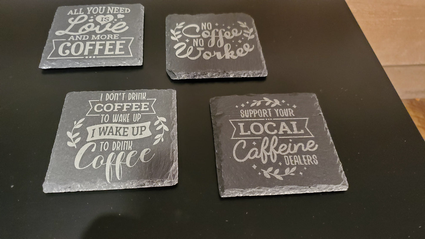 Coaster set, slate, coffee
