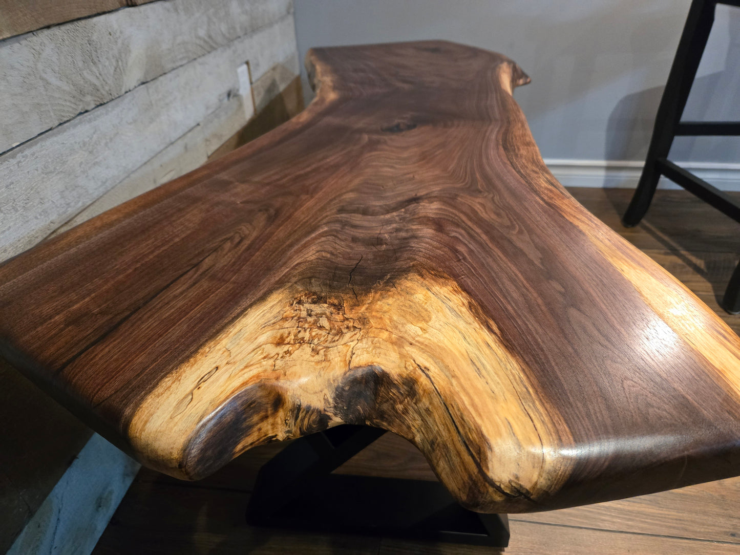 Bench, Live Edge Walnut Crotch Bench
