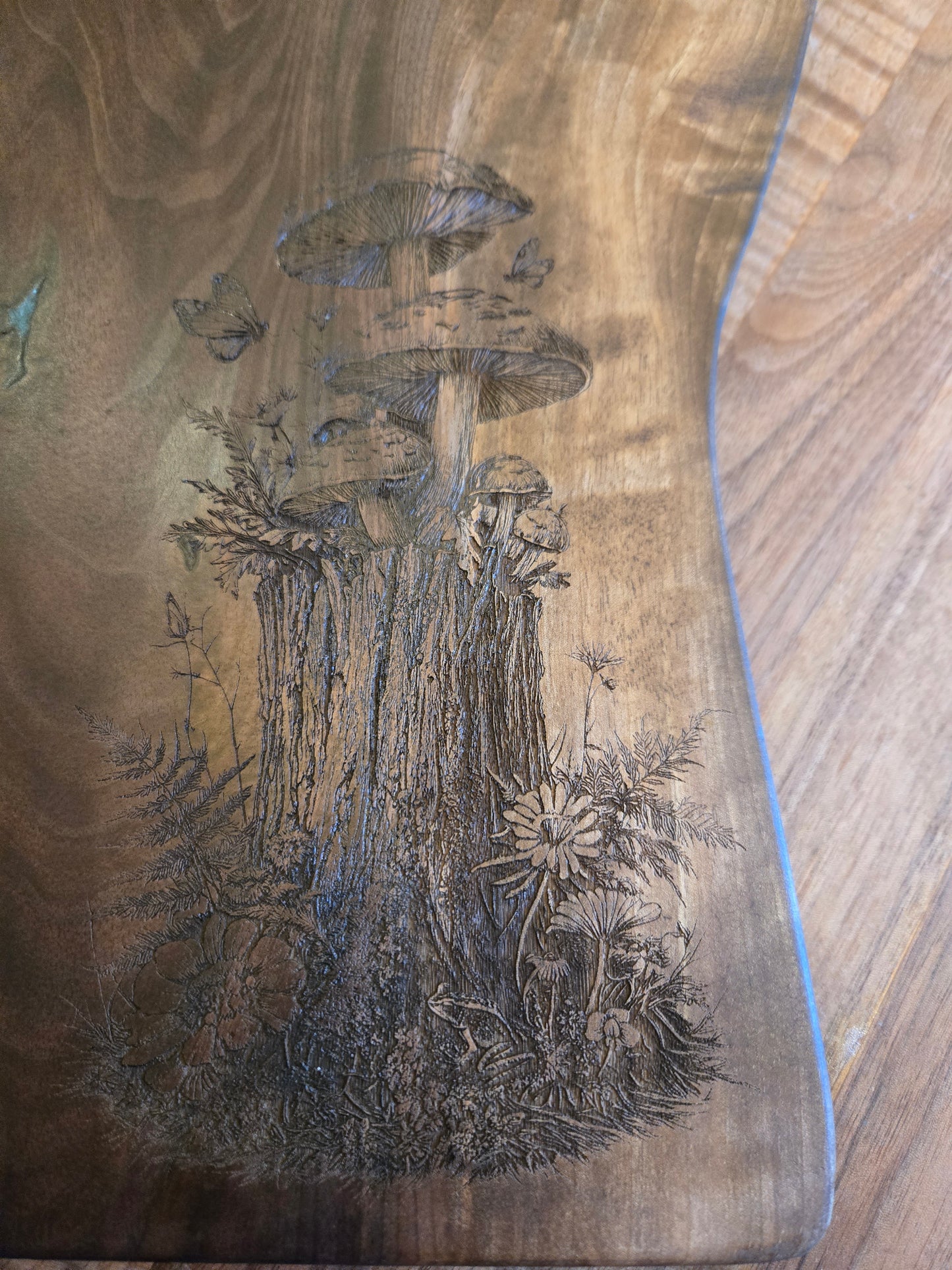 29" Black Walnut Charcuterie Board w teal green epoxy accent