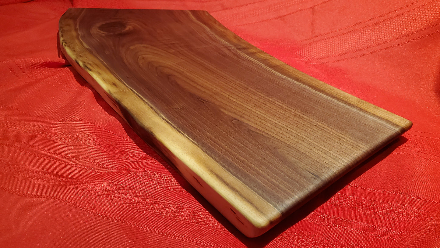 23" C-Black Walnut Live Edge Charcuterie Board