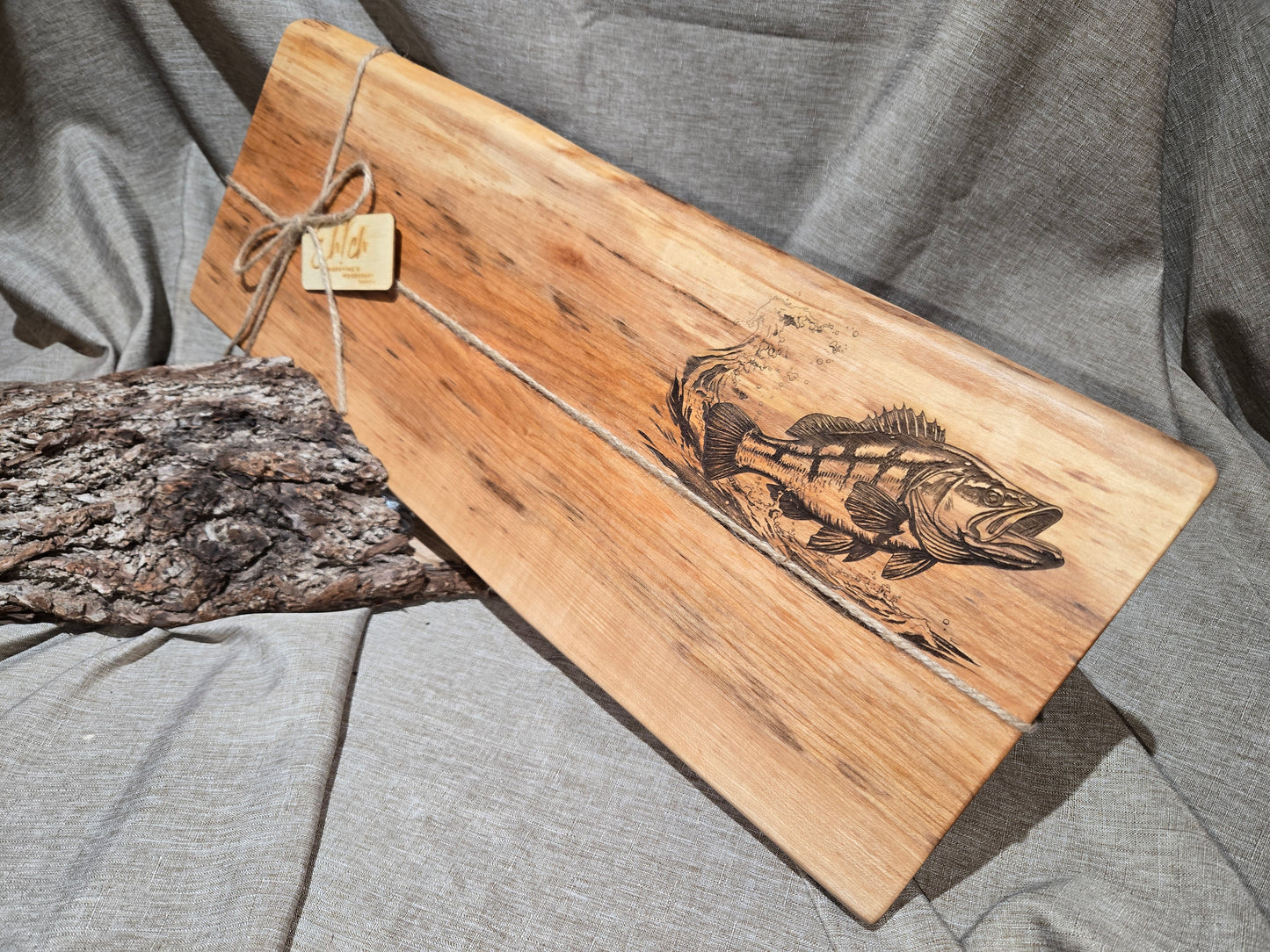 21" Spalted Maple Live Edge Charcuterie Board w Bass