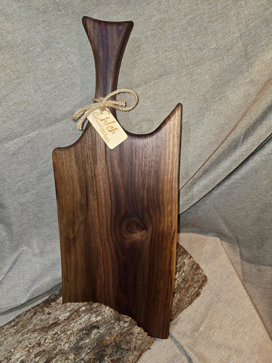 23" Black Walnut Charcuterie Board with cranberry red epoxy