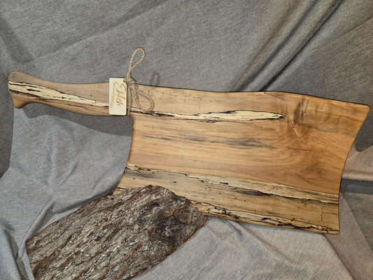 29-1/2" Spalted Maple Charcuterie Board w Hatchet Handle